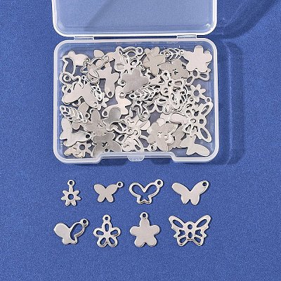 60Pcs 10 Styles 201 & 304 Stainless Steel Charms STAS-FS0001-88-1