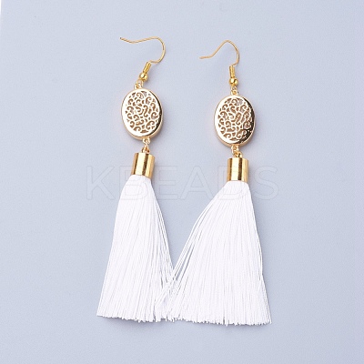 Ice Silk Thread Tassel Dangle Earrings EJEW-P142-B01-1