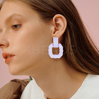 9 Pairs 9 Colors Acrylic Twist Rectangle Dangle Stud Earrings with Sterling Silver Pins for Women EJEW-AN0004-05-1