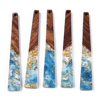Transparent Resin & Walnut Wood Big Pendants RESI-N039-68H-1