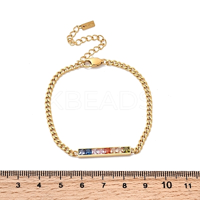 Rectangle 304 Stainless Steel Glass Link Bracelets for Women BJEW-K237-17G-1