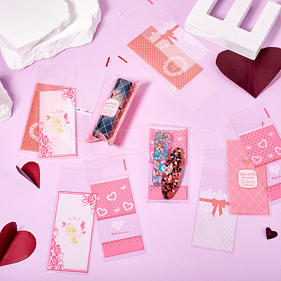 120Pcs 6 Styles Valentine's Day Rectangle Plastic Cellophane Bags OPC-TA0001-06-1