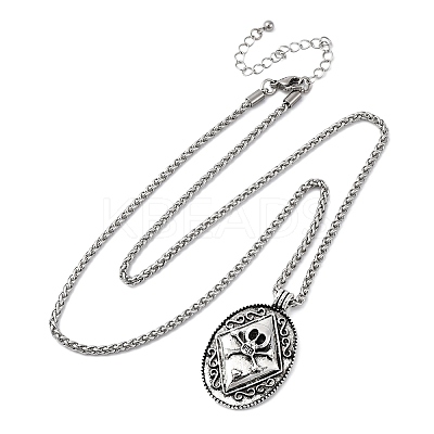 Tibetan Style Zinc Alloy Viking Pendant Necklaces NJEW-Z062-01AS-02-1