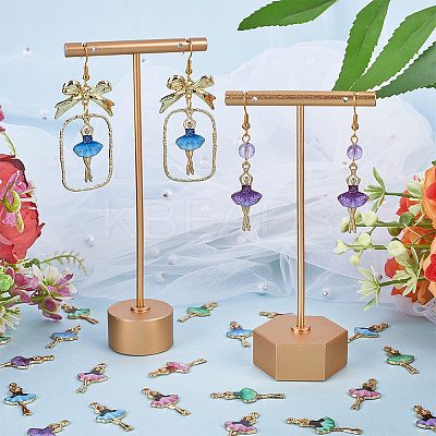 32Pcs 8 Colors Printed Alloy Pendants ENAM-SC0005-39-1