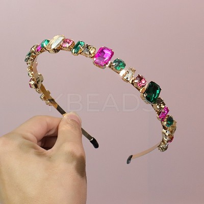Glass Rhinestone Hair Bands OHAR-PW0007-39B-1