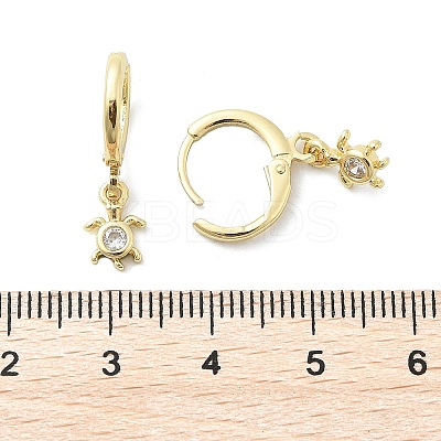 Tortoise Brass Micro Pave Clear Cubic Zirconia Hoop Earrings EJEW-D311-008G-1