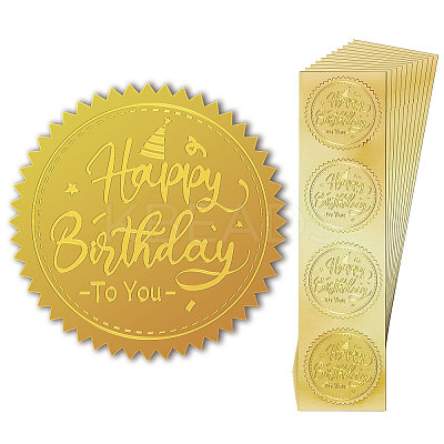 Plastic Self Adhesive Gold Foil Embossed Stickers DIY-WH0211-375-1