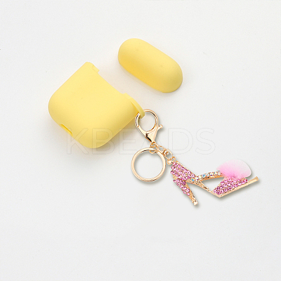 4Pcs 4 Colors Alloy Rhinestone Pendant Keychain KEYC-GA0001-29-1
