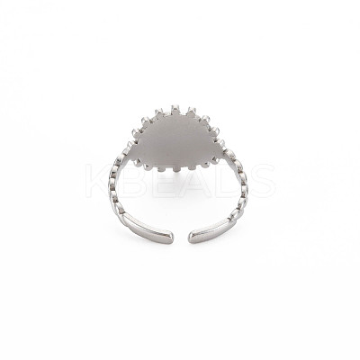 Non-Tarnish 304 Stainless Steel Flat Round with Initial Letter Open Cuff Ring for Men Women RJEW-S405-246P-R-1