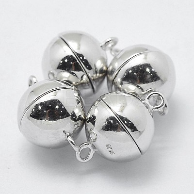 Anti-Tarnish Rhodium Plated 925 Sterling Silver Magnetic Clasps STER-F037-098P-8mm-1
