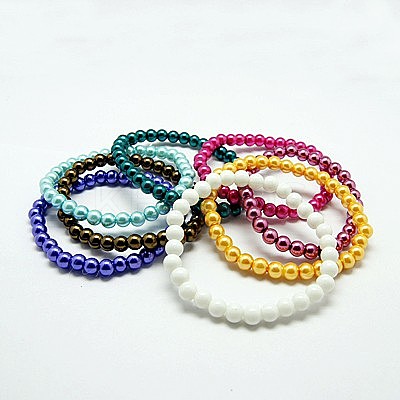 Stretchy Glass Pearl Bracelets BJEW-D068-6mm-M-1