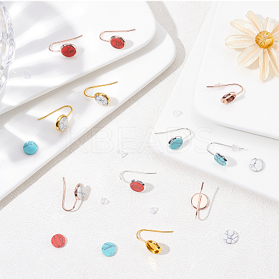 30Pcs 3 Color 304 Stainless Steel Earring Hooks with Flat Round Settings FIND-DC0001-12-1