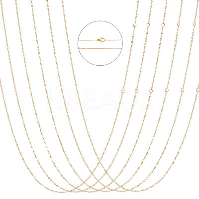 Ion Plating(IP) 304 Stainless Steel Cable Chain Necklaces PH-NJEW-E122-11G-1