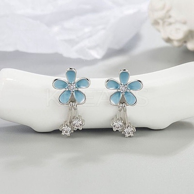Alloy Enamel Flower Stud Earrings WG2E25F-01-1