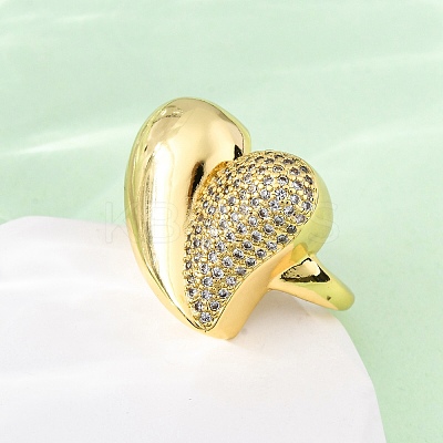 Brass Micro Pave Cubic Zirconia Adjustable Cuff Rings for Women RJEW-U053-07G-1