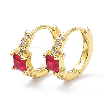 Brass Inlaid Cubic Zirconia Hoop Earrings ZIRC-P090-16G-B-1