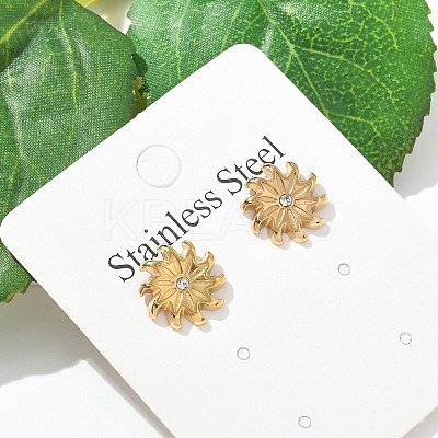304 Stainless Steel Rhinestone Stud Earrings for Women LS-STAS-Z117-13G-1