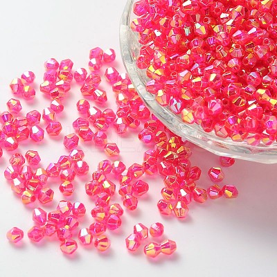 Bicone AB Color Plated Eco-Friendly Transparent Acrylic Beads LS-TACR-A003-6mm-09-1