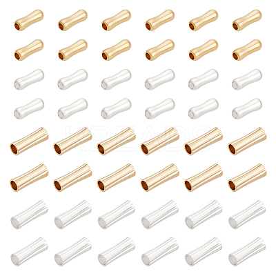 48Pcs 4 Style Brass Tube Beads KK-BC0012-92-1