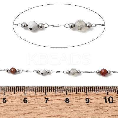 Handmade Gemstone Beads & 316 Stainless Steel Round Link Chains CHS-L033-07P-01-1