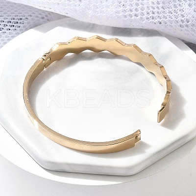 Ion Plating(IP) 304 Stainless Steel Hinged Bangles for Women BJEW-A011-15RG-1