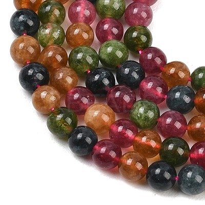Natural Green Jade Imitation Tourmaline Beads Strands G-B046-08D-4mm-1