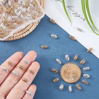 80Pcs 2 Colors 2 Sizes Brass Beads KK-AR0002-09-1