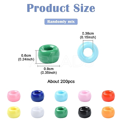 200Pcs 10 Colors Opaque Plastic Beads KY-YW0001-86-1