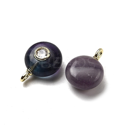Natural Fluorite Flat Round Pendants X-G-H318-01G-A-02-1