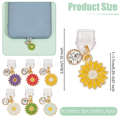 6Pcs 6 Colors PVC Mobile Dustproof Plugs PALLOY-OC00004-1
