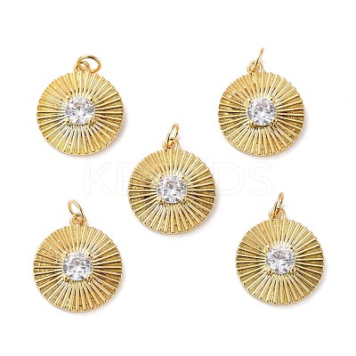 Brass Micro Pave Cubic Zirconia Pendants ZIRC-P092-016G-RS-1