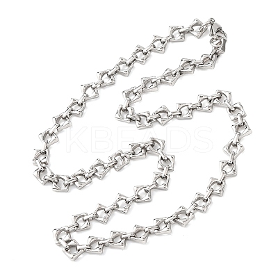 304 Stainless Steel Rhombus Link Chain Necklaces for Women Men NJEW-F363-02P-1