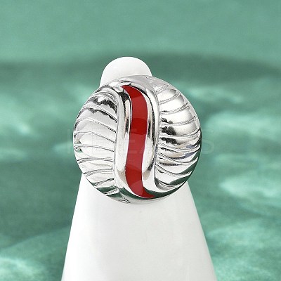 Flat Round 304 Stainless Steel Enamel Finger Rings for Women RJEW-G355-07P-02-1