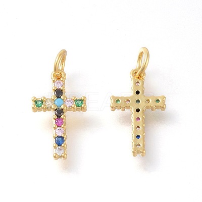 Brass Micro Pave Cubic Zirconia Pendants ZIRC-F106-01G-1