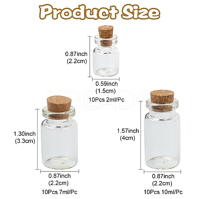 30Pcs 3 Styles Mini Cute Small Glass Jar Glass Bottles AJEW-YW0001-45-1