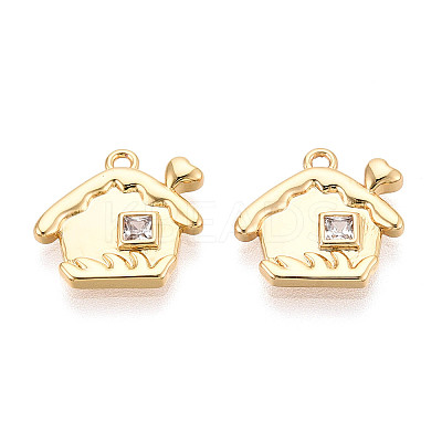 Brass Pave Clear Cubic Zirconia Pendants KK-T077-48G-1