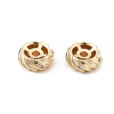 Brass Micro Pave Clear Cubic Zirconia Spacer Beads KK-K371-31G-1