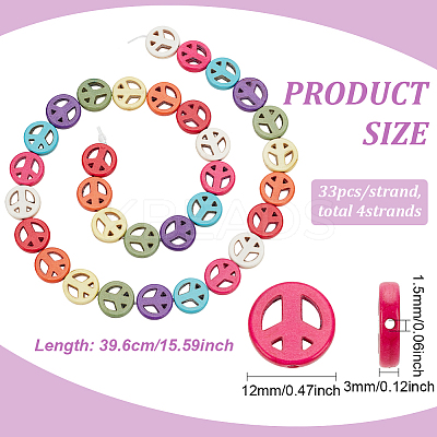 4 Strands Synthetic Turquoise Dyed Beads Strands G-BC0001-54A-03-1