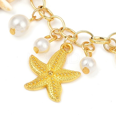 Dyed Synthetic Turquoise Starfish Charm Bracelets BJEW-JB11642-01-1