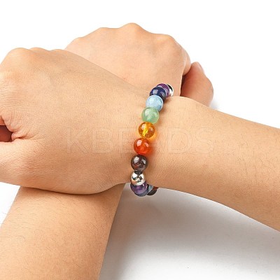 Chakra Gemstone Beaded Stretch Bracelets BJEW-JB02301-1