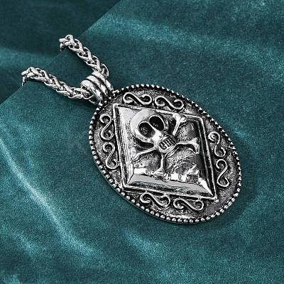 Tibetan Style Zinc Alloy Viking Pendant Necklaces NJEW-Z062-01AS-02-1
