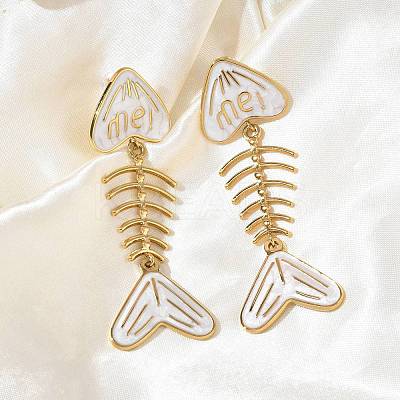 304 Stainless Steel Enamel Dangle Stud Earrings for Women EJEW-L315-06G-02-1