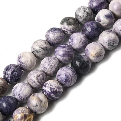 Natural Purple Stripe Jasper Beads Strands G-K350-C03-10mm-1