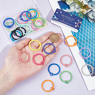 30Pcs 15 Colors Spray Painted Iron Split Key Rings IFIN-SC0001-62-1