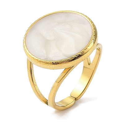 Ion Plating(IP)  304 Stainless Steel Enamel Open Cuff Rings for Women RJEW-F166-53G-01-1