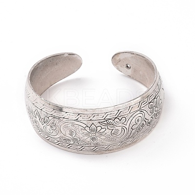 Bohemia Tibetan Style Alloy Thick Open Cuff Bangle for Women LS-BJEW-E002-01AS-01-1