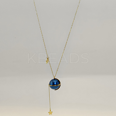 Stainless Steel Blue Planet Pendant Necklaces for Daily Wear and Parties QY7918-1