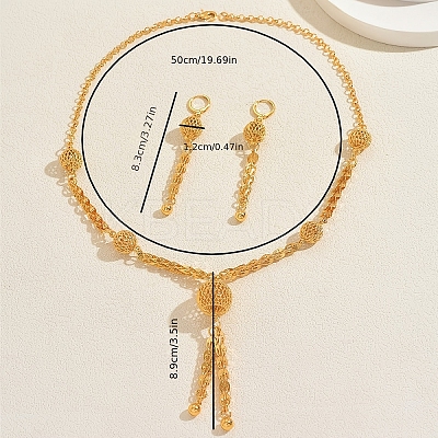 Vintage Alloy Hollow Round Tassel Earrings & Necklaces for Women GB9842-1