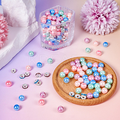 Glass Pearl & Glass Rhinestone Spacer Beads Making Findings Kits DIY-TA0010-41-1