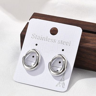 304 Stainless Steel Chunky Oval Studs Earrings for Women EJEW-K306-28P-1